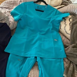 Figs teal scrub set
